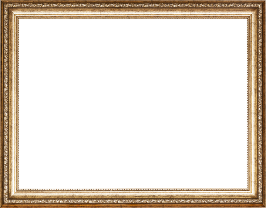 Empty Golden Carved Wooden Picture Frame